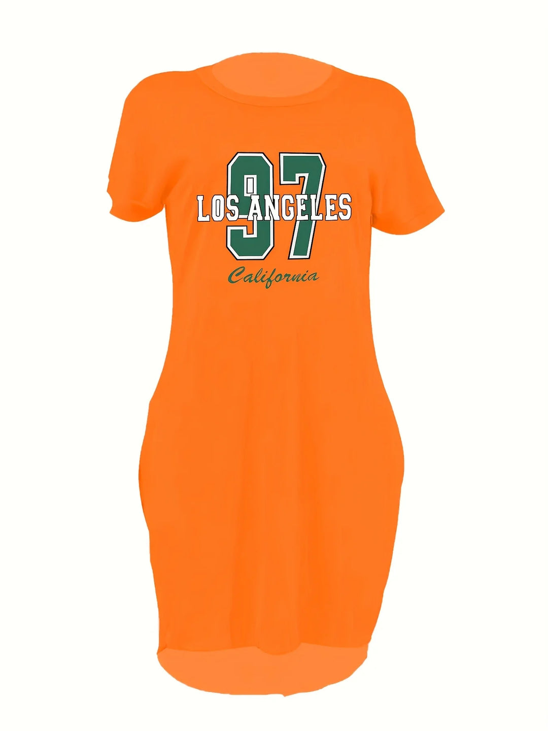 Plus Size Women's LA Print Summer T-Shirt Dresses
