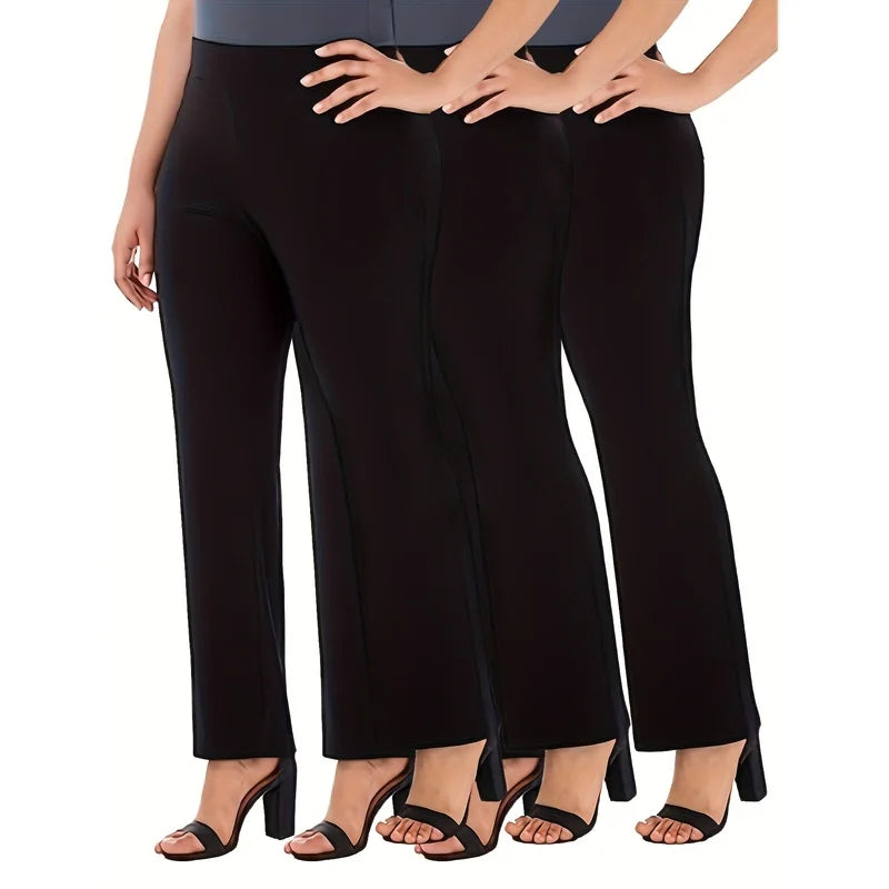 High-rise ankle-crop pull-on pants in dark black, wide-leg styling, smooth, pull-on fit