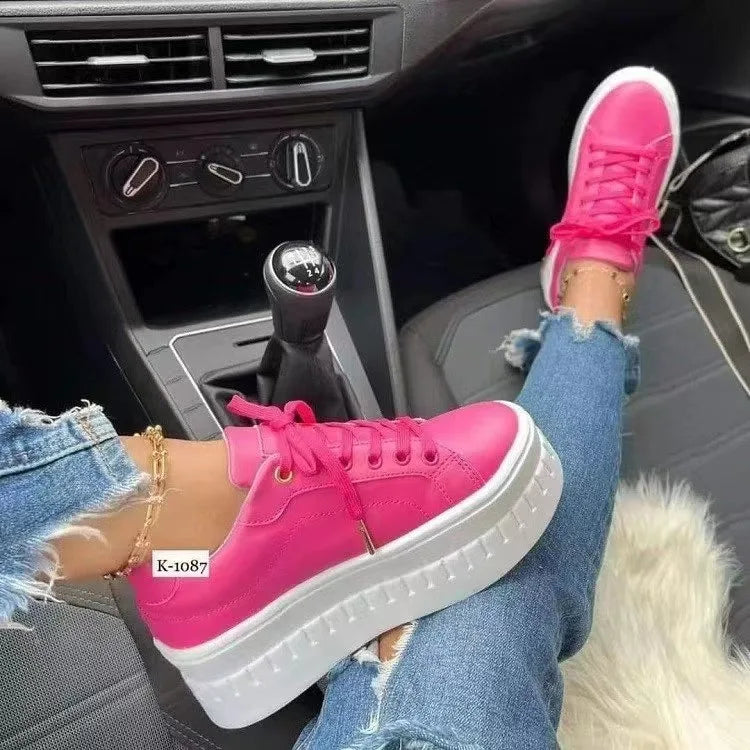 Chunky PU Leather Sneakers – Comfy & Cool - Flossy Mom