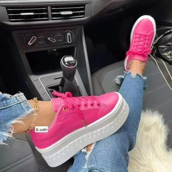Chunky PU Leather Sneakers – Comfy & Cool - Flossy Mom