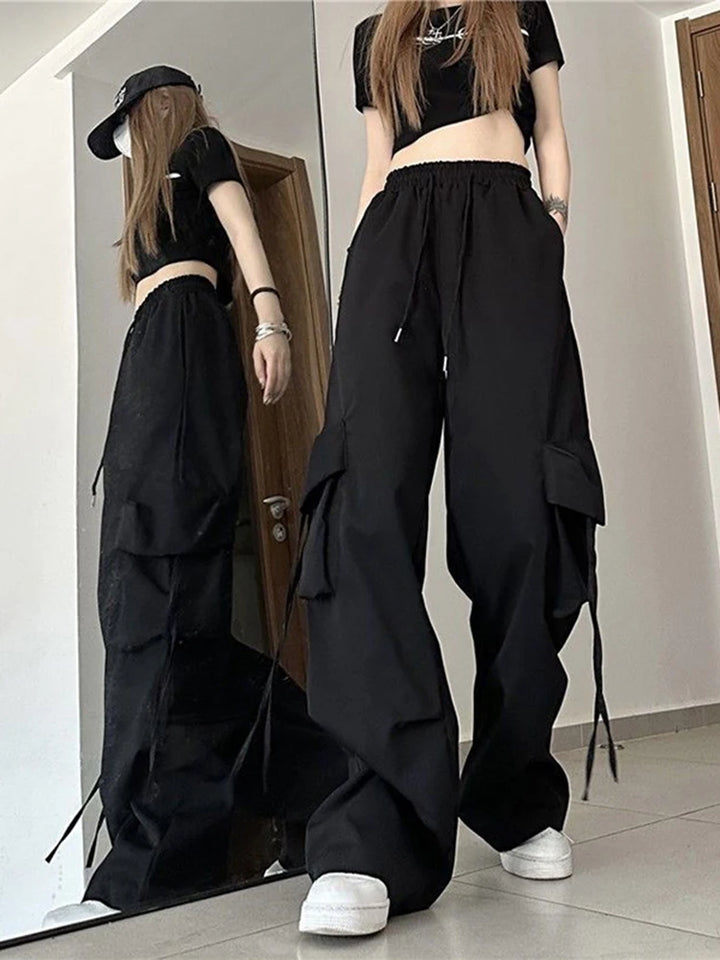 Loose Baggy Cargo Elastic High Waist Pants