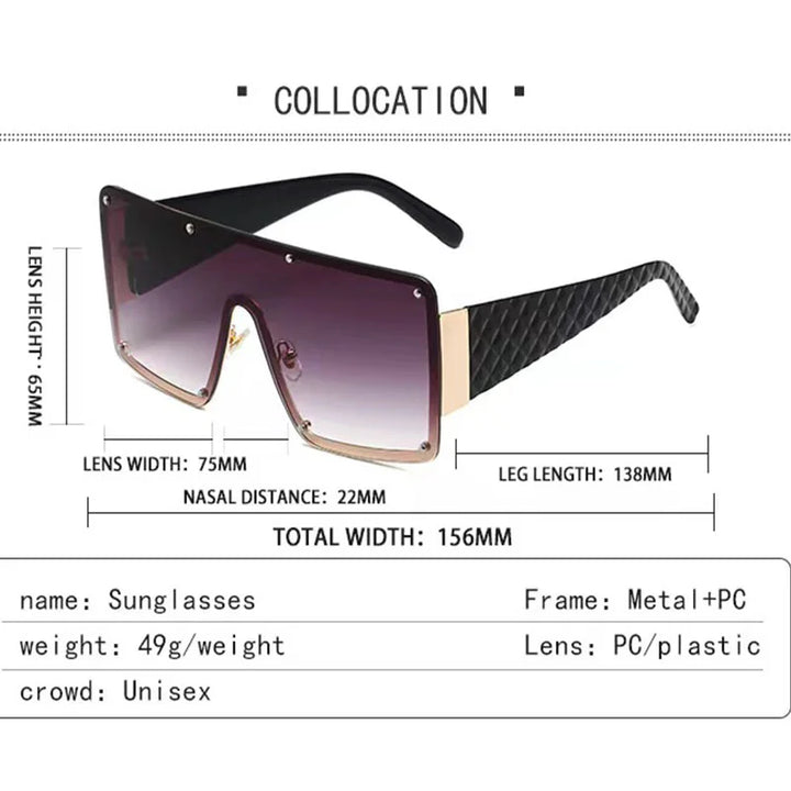 🔥 Fashion Oversized Rivet Frames Gradient Shades - Flossy Mom