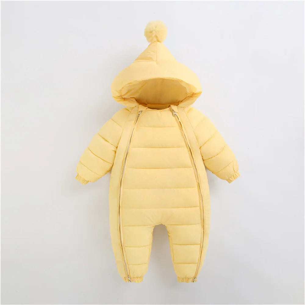 Warm Double Zipper Long Sleeves Hooded Snowsuits