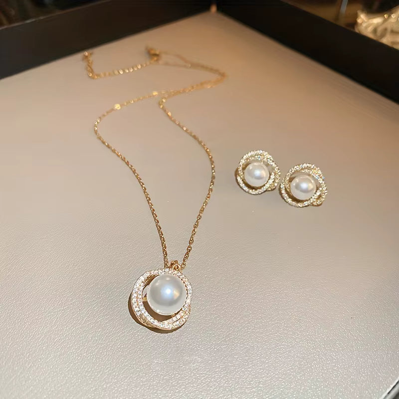 Radiant Pearl Necklace, Ring & Earrings Jewelry Sets - Flossy Mom
