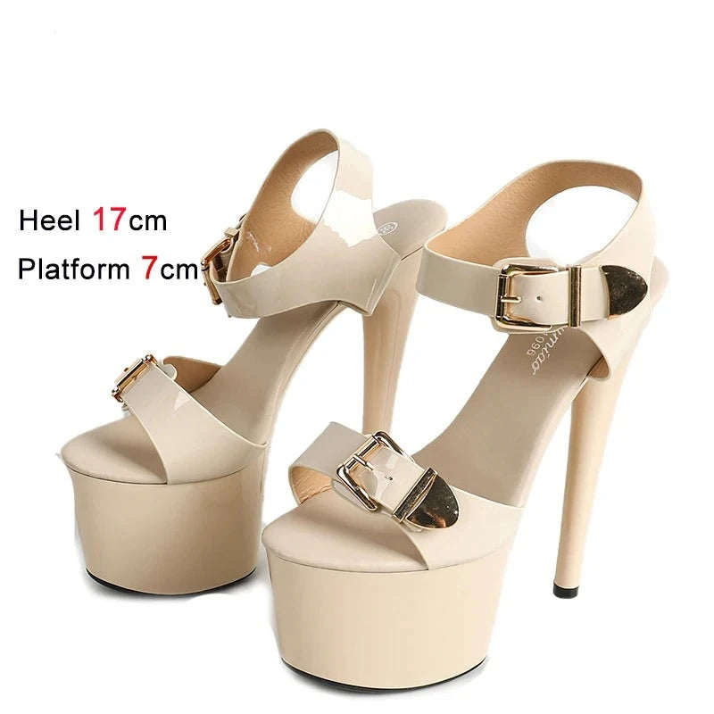 Sassy Flirty Ankle Buckle Super High Platform Heels Shoes - Gen U Us Products