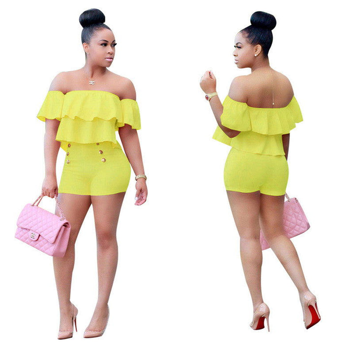 Sassy Professional Ruffle Off Shoulder Sleeveless Top Romper S-XL - Gen U Us Products -  