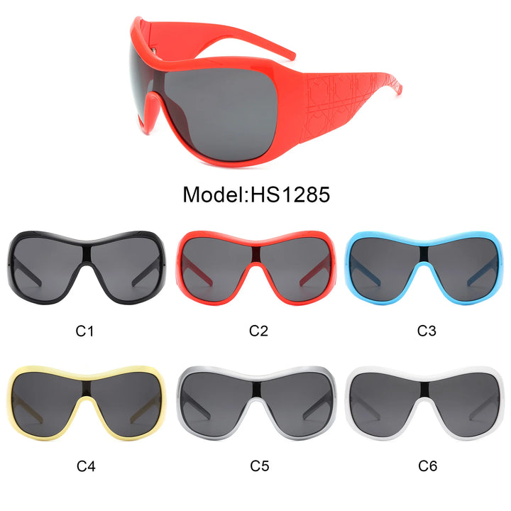 Collection of sunglasses with different colored frames on a white background