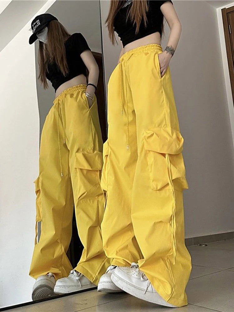 Loose Baggy Cargo Elastic High Waist Pants