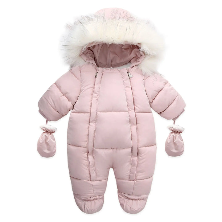 Warm Thick Wool Fur Hood Snow Proof Fleece Down Snowsuits