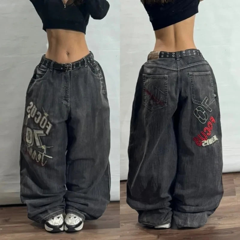 Baggy Button-fly Wide Leg High Waist Denim Jeans