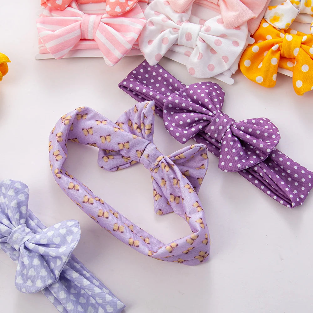 3Pcs Bow Headbands Set – Stripes, Dots, Floral - Flossy Mom