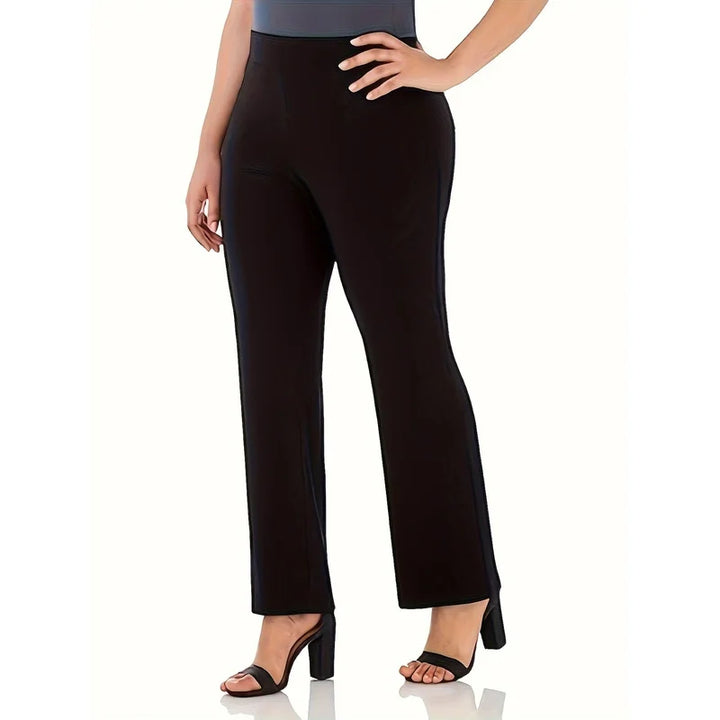 High-rise ankle-crop pull-on pants in dark black, wide-leg front view, straight waistband