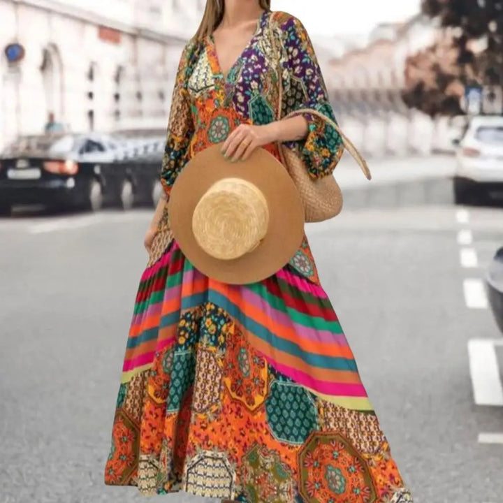 Boho Chic Hippie Inspired Print Oversized Maxi Dresses