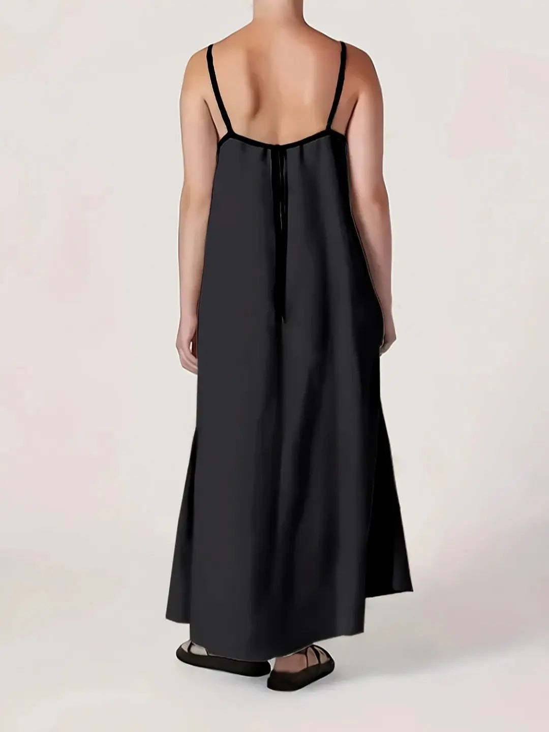 Women's Plus Size Satin Spaghetti Strap Maxi Dress – Loose Airy Beach Summer Dresses