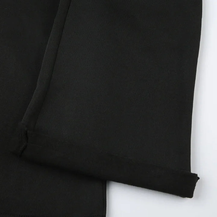 Women's slim-fit bootcut dress pants, black hem with stitched cuff