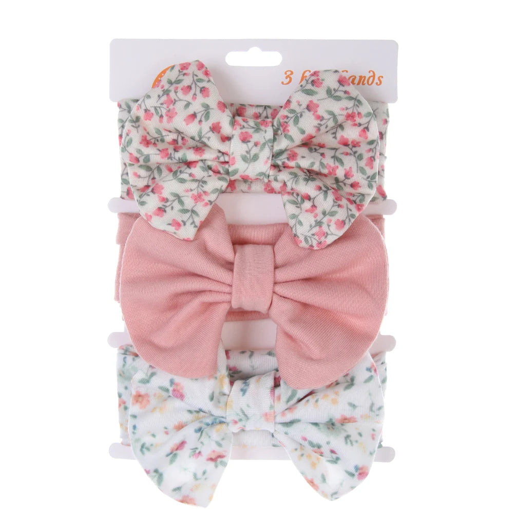 3Pcs Bow Headbands Set – Stripes, Dots, Floral - Flossy Mom