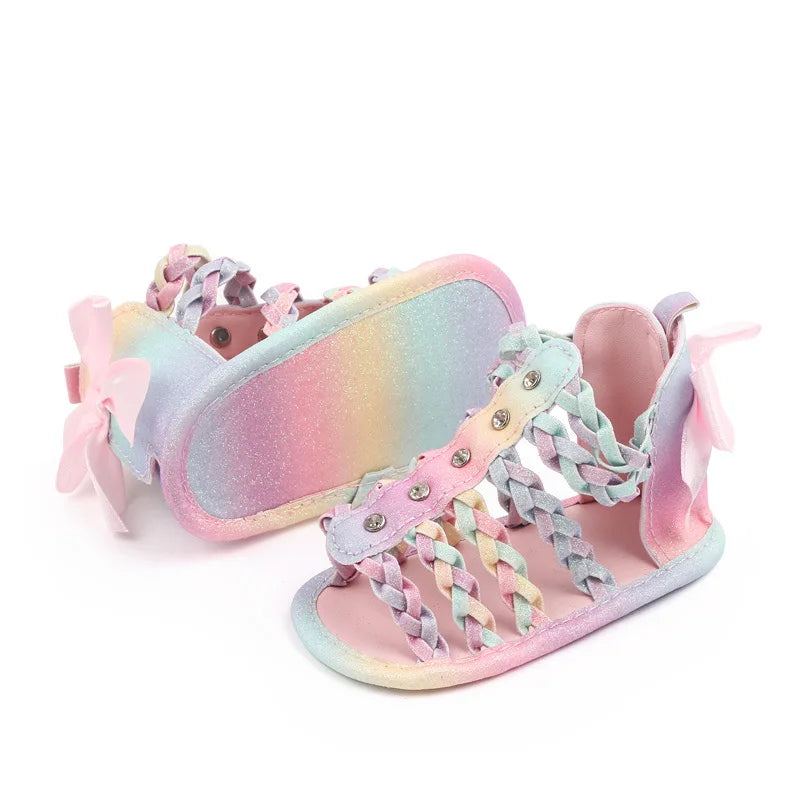 Summer Pretty Bow Detail Leather First Walker Princess Sandals