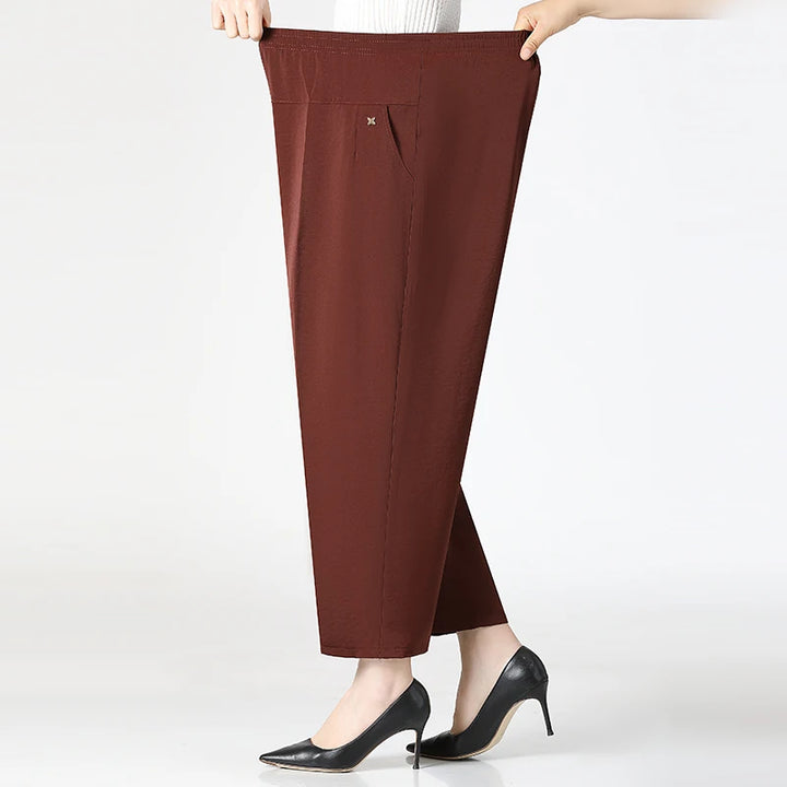 Women's Relaxed-Fit Wide Leg Pants – Soft Cotton Elastic Waist Lounge Pants Plus Size