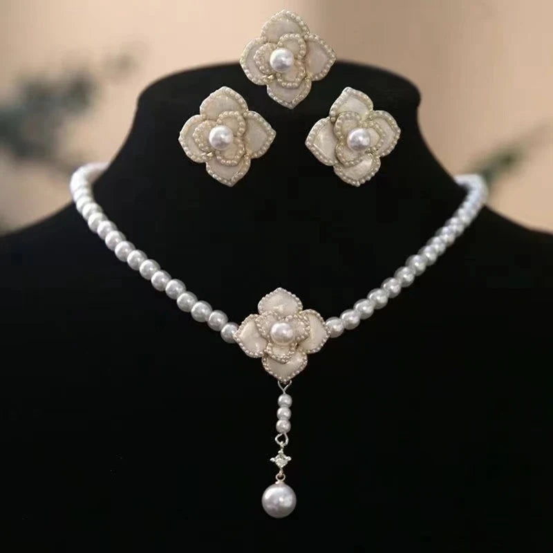 Sweet Elegant Pearl Flower Pendant Jewelry Sets - Flossy Mom