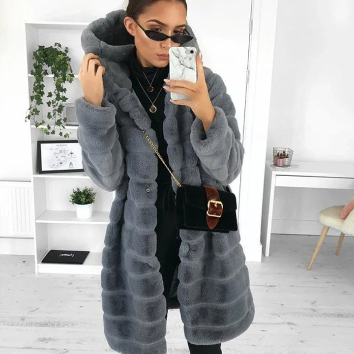 Warm Fluffy Thicken Hooded Faux Mink Fur Coats