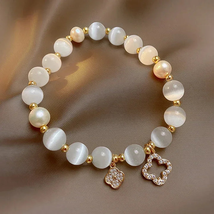 Women's Crystal Opal Pearl Clover Luxury Bracelet