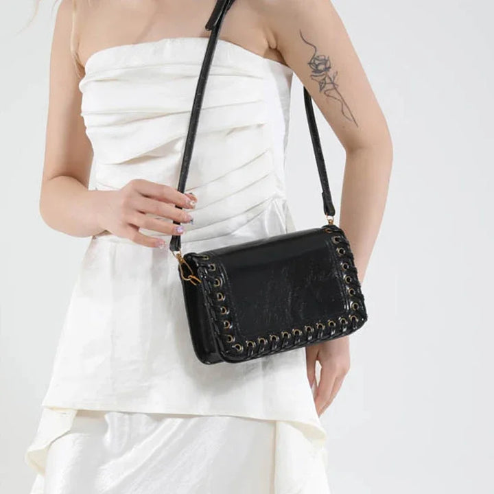 Minimalist Chic PU Leather Weave Flip Design Handbags - Flossy Mom