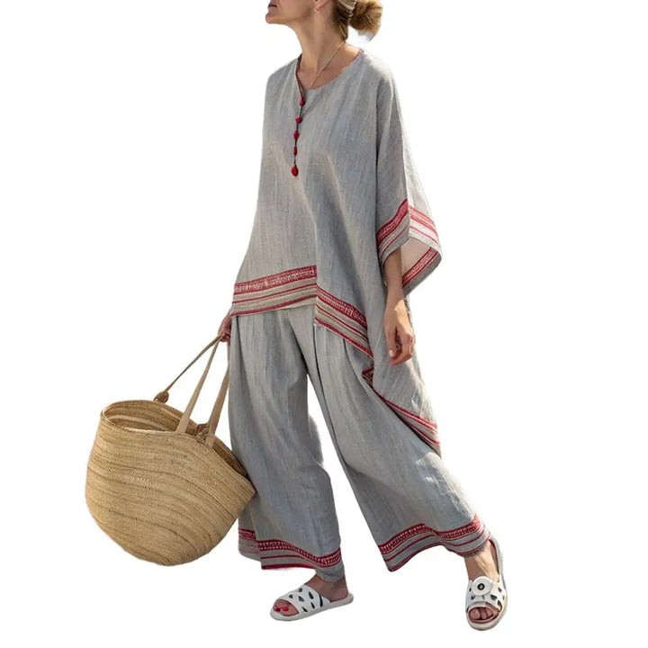 Plus Size Women's Summer Chill Striped Two Piece Set