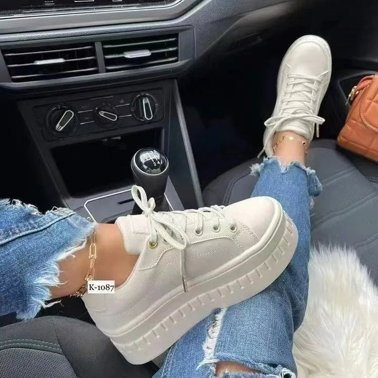 Chunky PU Leather Sneakers – Comfy & Cool - Flossy Mom