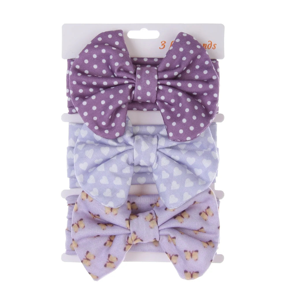 3Pcs Bow Headbands Set – Stripes, Dots, Floral - Flossy Mom