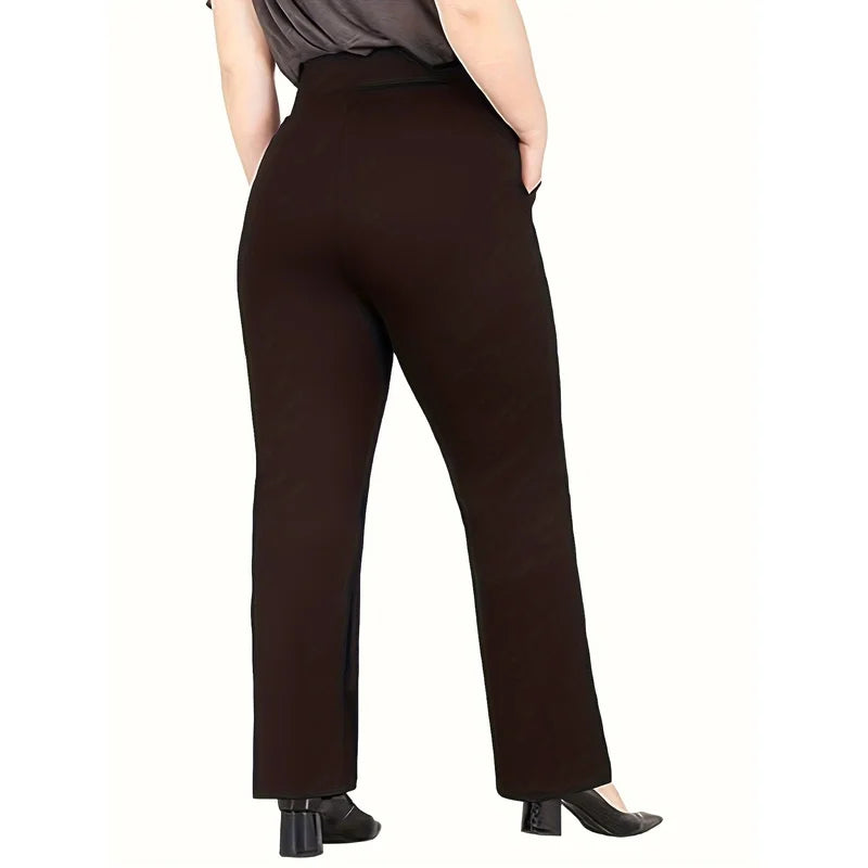 Rear View Of Women's Plus Size Black Pants Styled With Black Heels