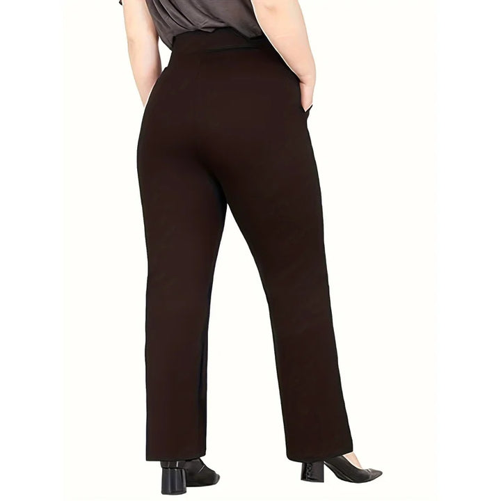 Rear View Of Women's Plus Size Black Pants Styled With Black Heels