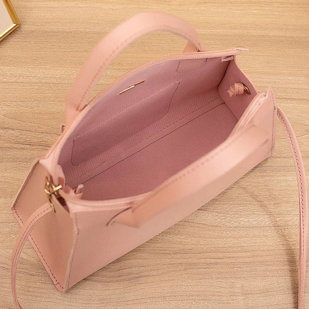 Minimalist Square Front Pocket Top Handle Crossbody Leather Handbags - Flossy Mom