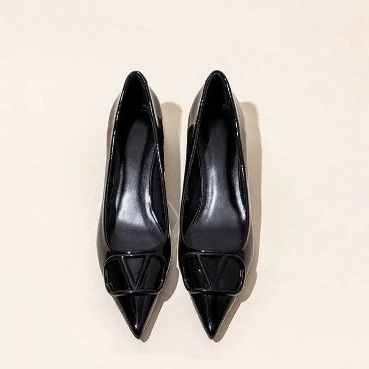 Modern Office Lady Comfortable Heel PU Leather Shoes