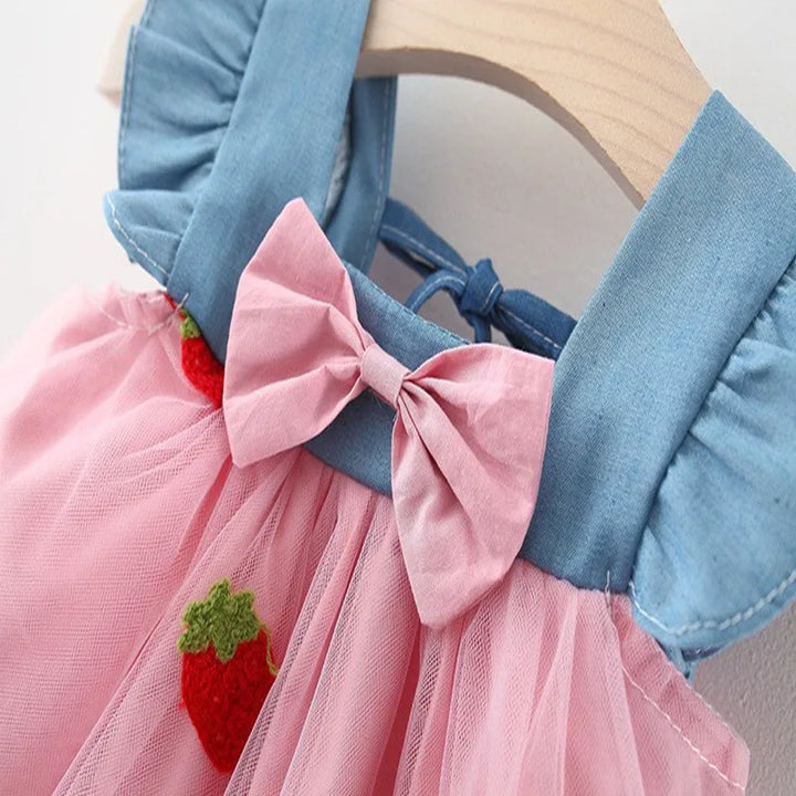 Lovely Summertime Sleeveless Princess Dresses with Strawberry Cherries