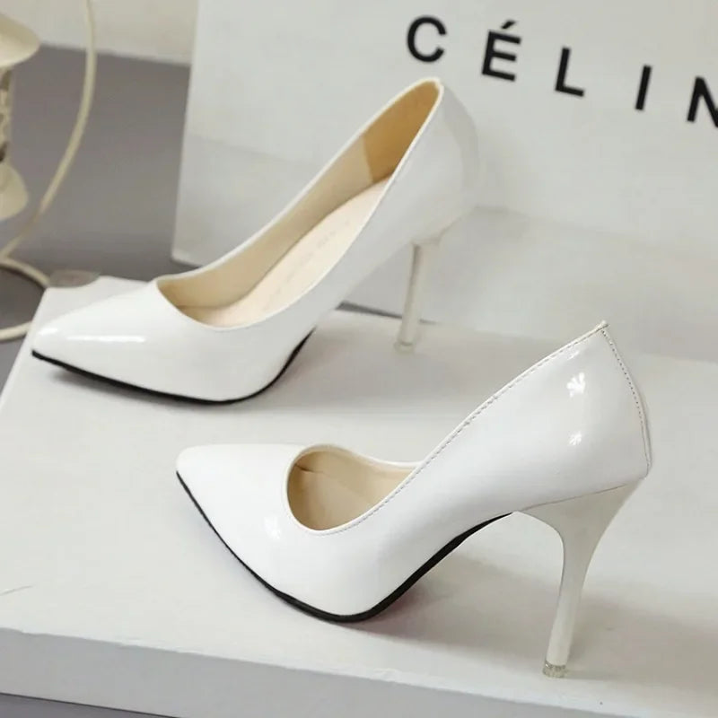 Women's Sexy Leather Platform High Heel Stiletto Pumps Shoes