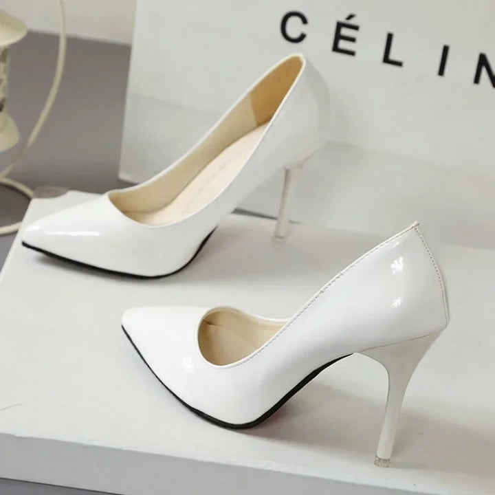 Women's Sexy Leather Platform High Heel Stiletto Pumps Shoes