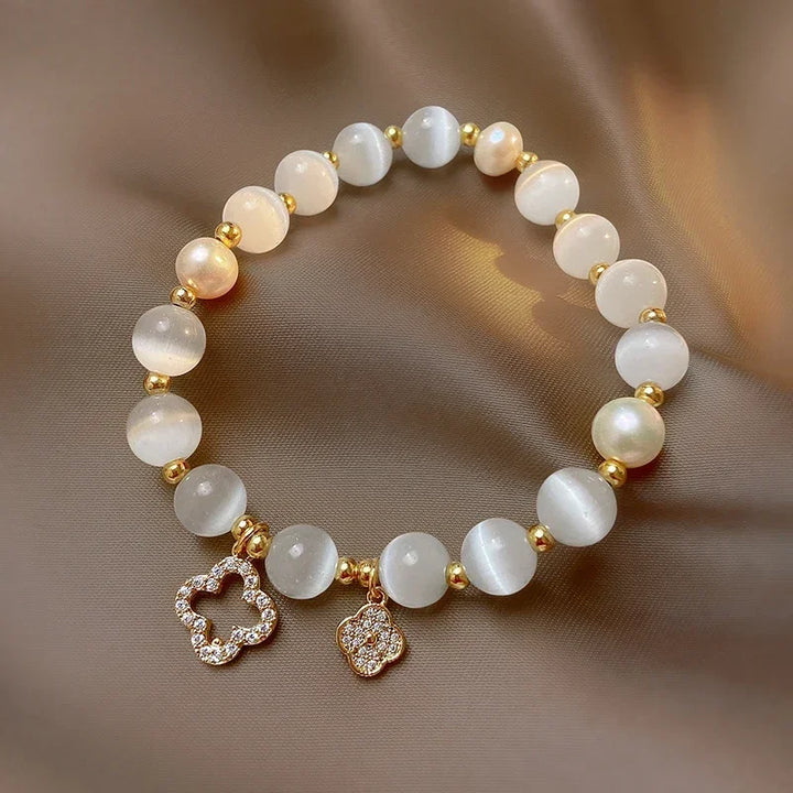 Women's Crystal Opal Pearl Clover Luxury Bracelet