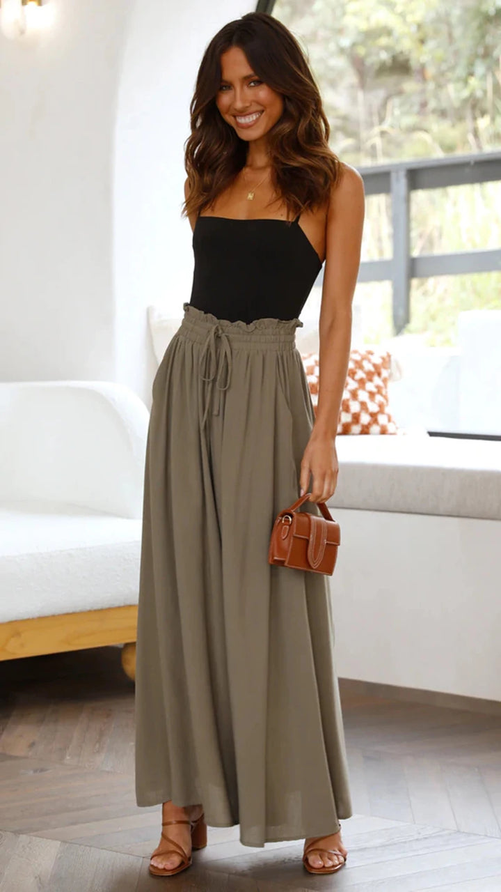 Chic Flared Wide-Leg High Waist Office Pants - Flossy Mom