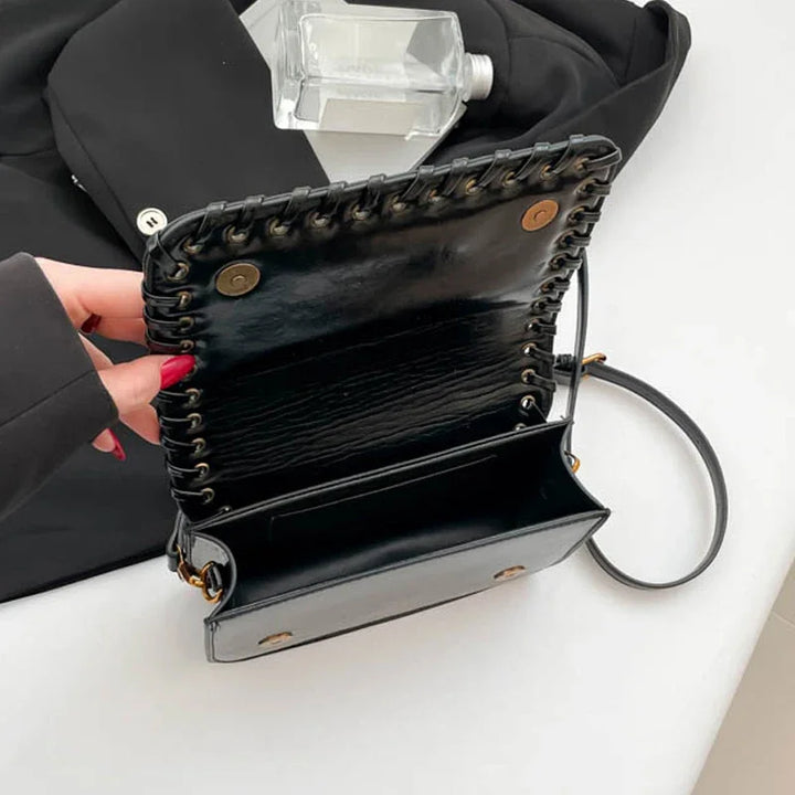 Minimalist Chic PU Leather Weave Flip Design Handbags - Flossy Mom