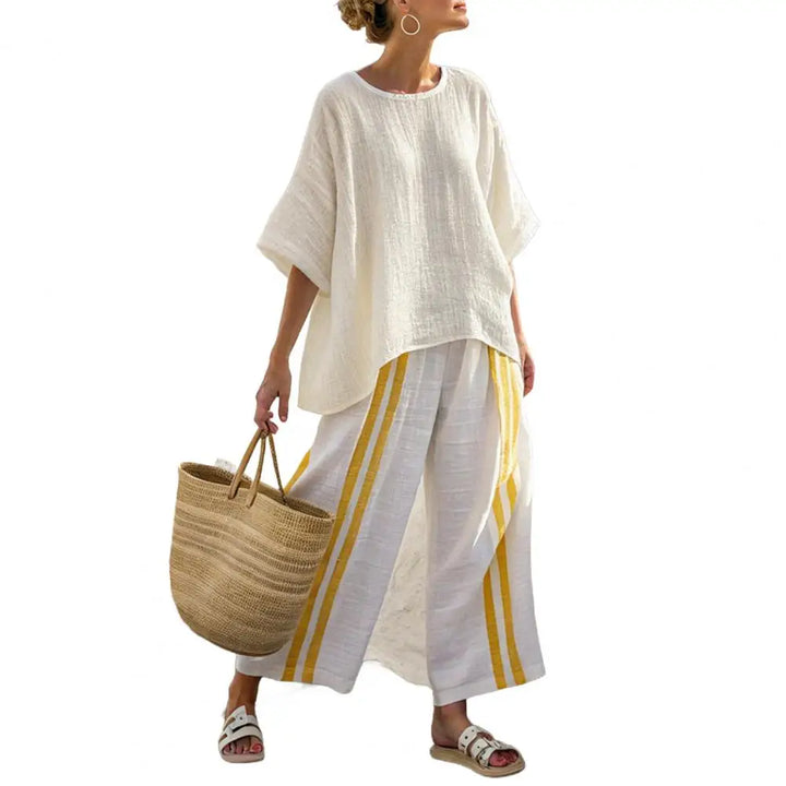Plus Size Women's Summer Chill Striped Two Piece Set