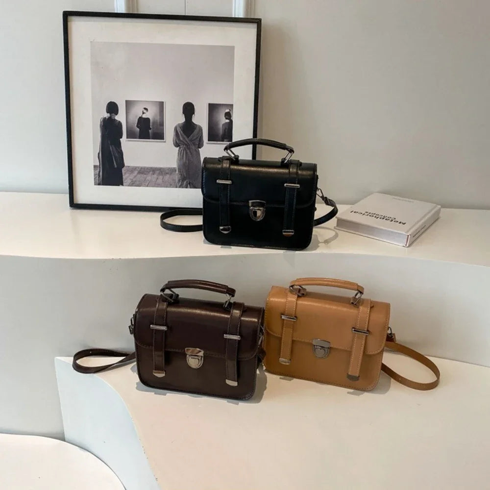 Small Square Metal Lock Buckle PU Lether Handbags - Flossy Mom