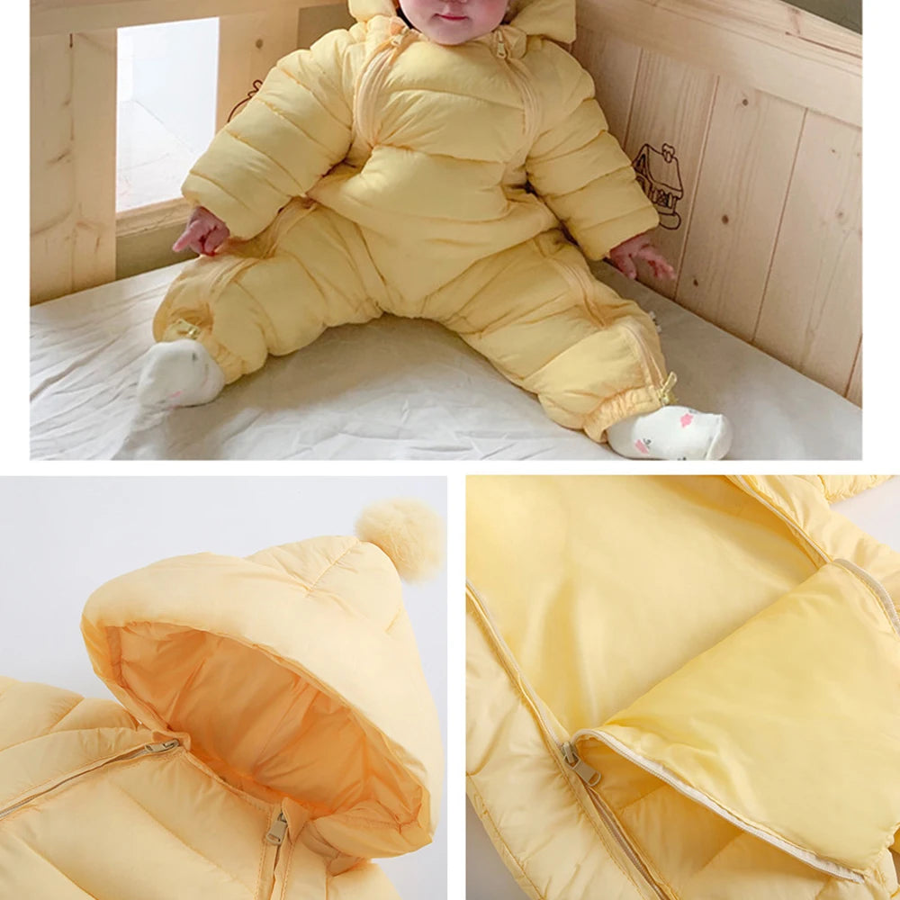 Warm Double Zipper Long Sleeves Hooded Snowsuits