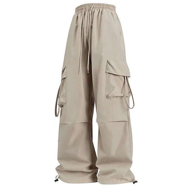 Hellbeige Damen-Cargohose mit Seiten- und Taschenklappen