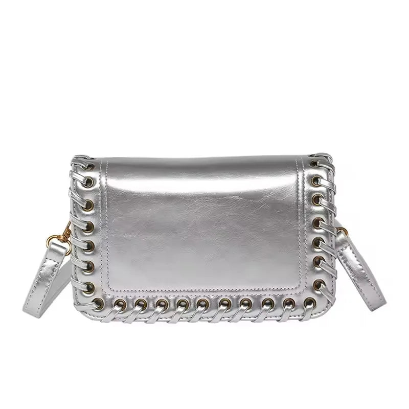 Minimalist Chic PU Leather Weave Flip Design Handbags - Flossy Mom