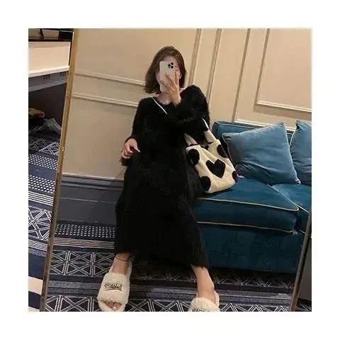 Plush Oversize Soft Knitted Mink Sweater Dresses