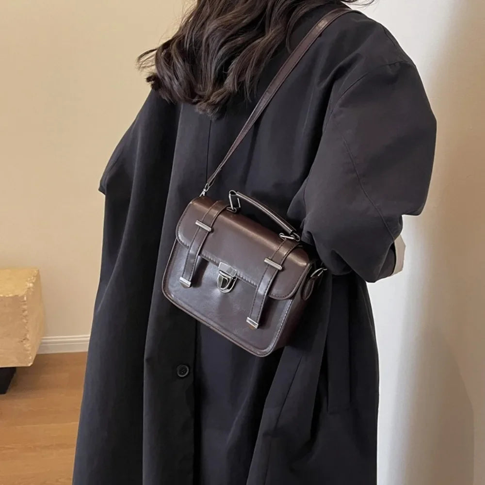 Small Square Metal Lock Buckle PU Lether Handbags - Flossy Mom