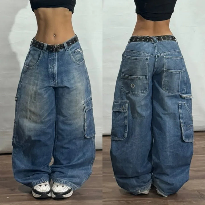 Baggy Button-fly Wide Leg High Waist Denim Jeans