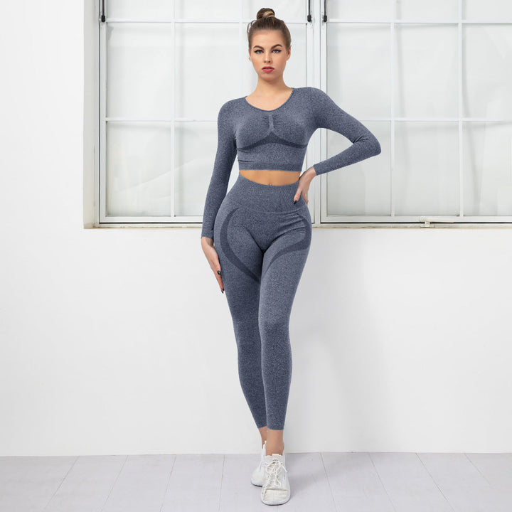 Seamless Quick Dry Fabric Crop Top and Hip Lifting Pants Yoga Suits 