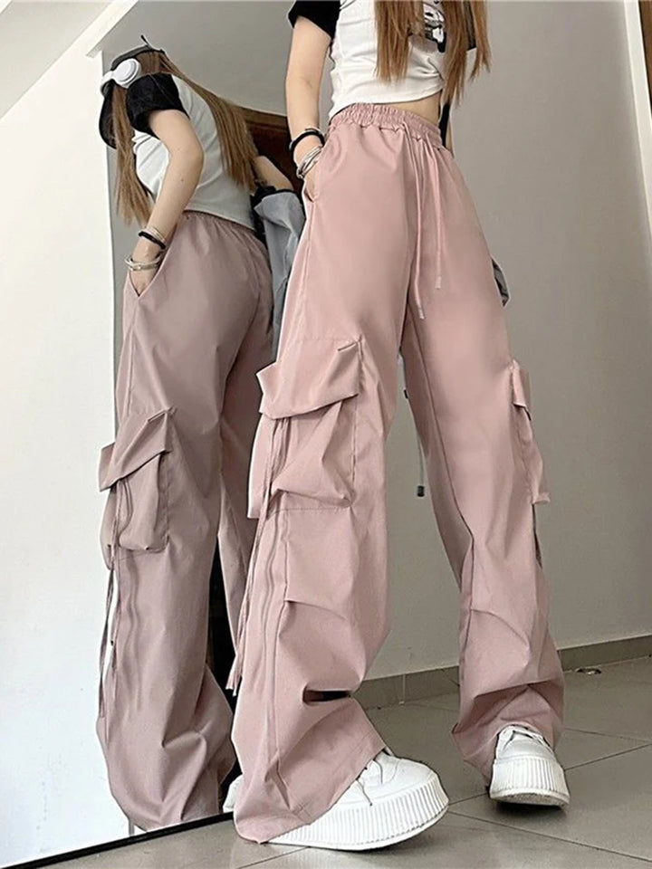 Loose Baggy Cargo Elastic High Waist Pants