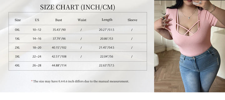 Size chart for women’s top (US sizes, bust, waist, length, sleeve)